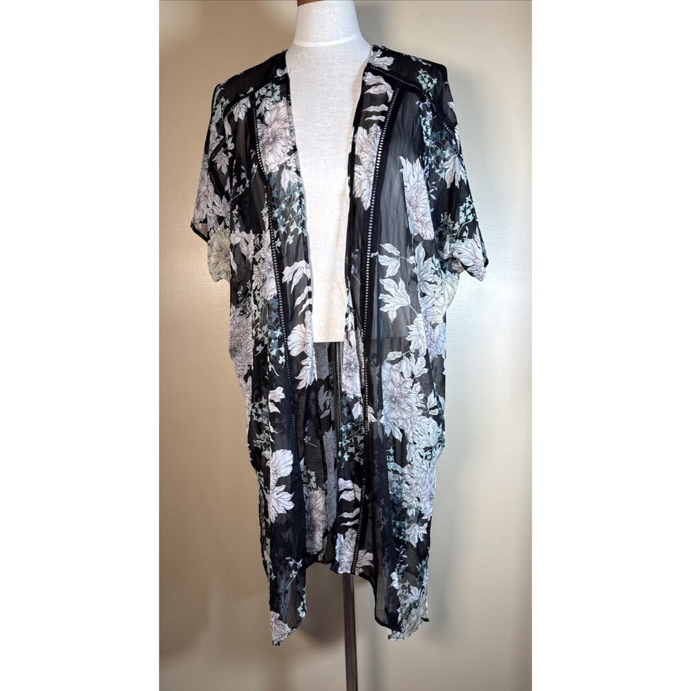 Band of Gypsies Cover Up Kimono Women Black Floral layering Whimsigoth NWT